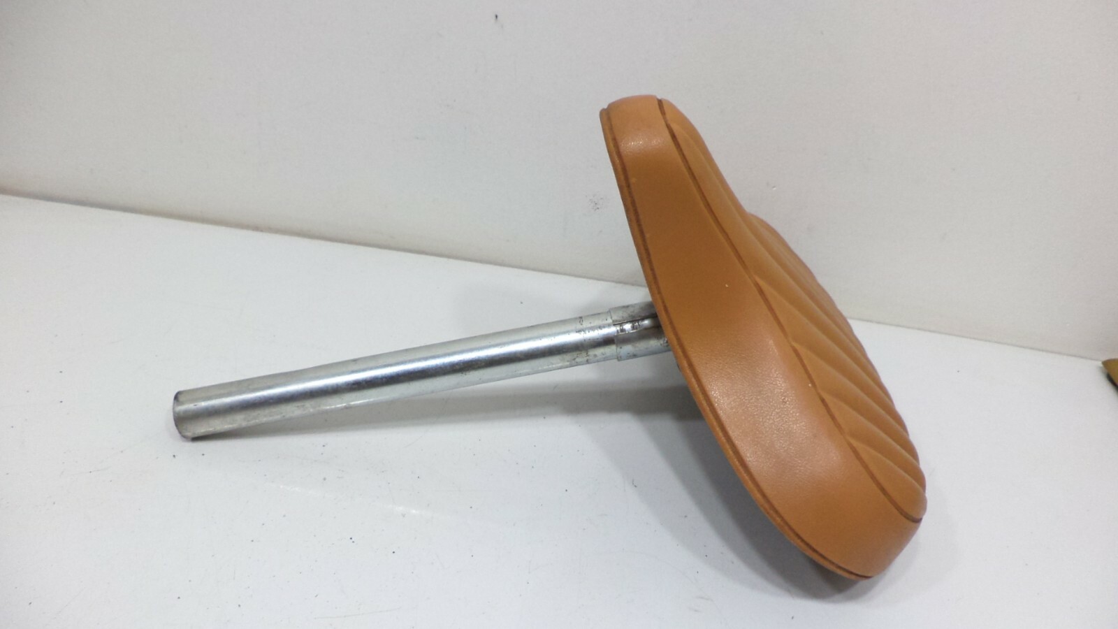 Vintage Troxel Saddle Bicycle Seat Bike Post Clamp Used Brown Beige Mens Vinyl