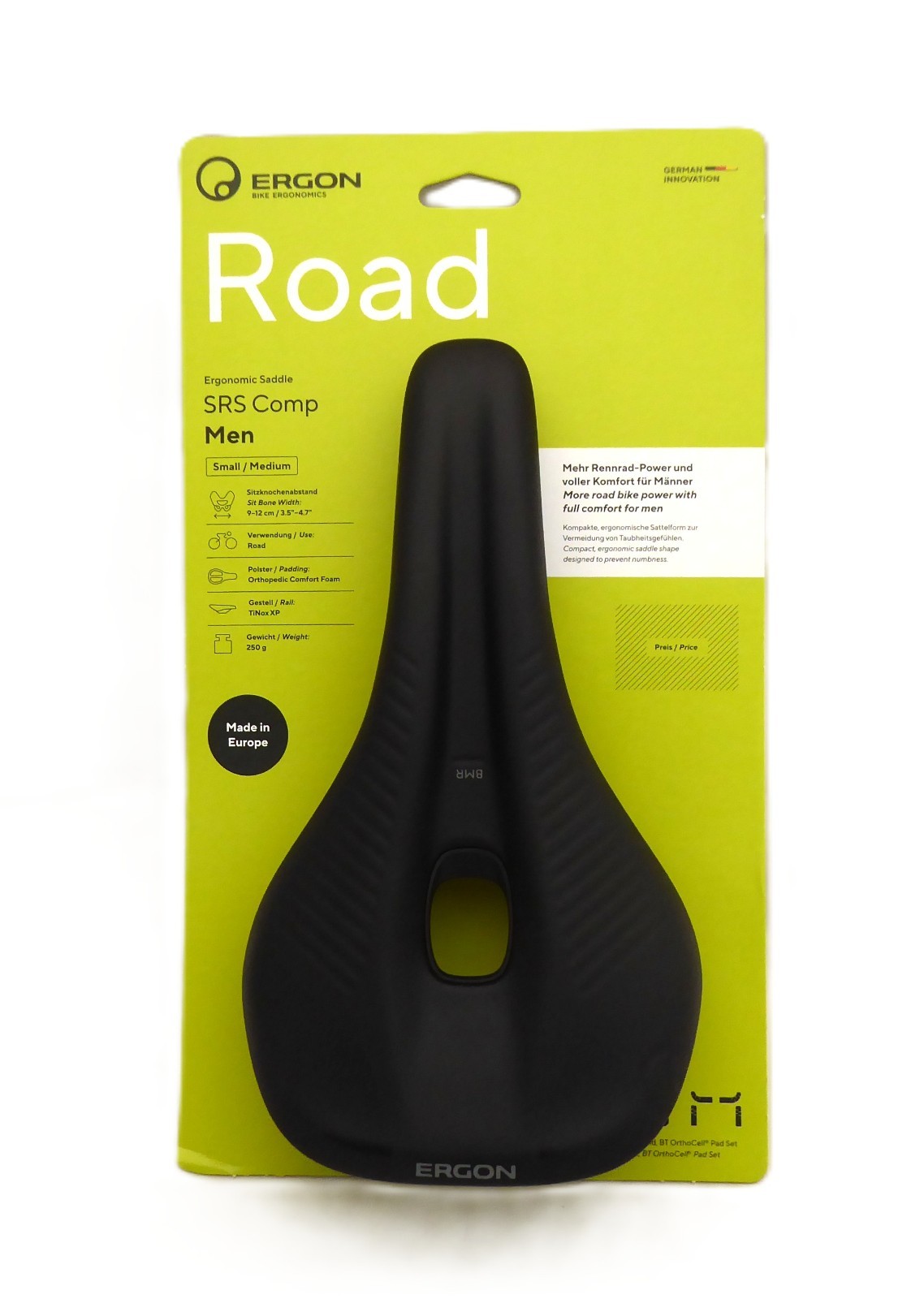 Ergon SRS Comp Saddle – TiNox XP, Black, Men’s, Small/Medium