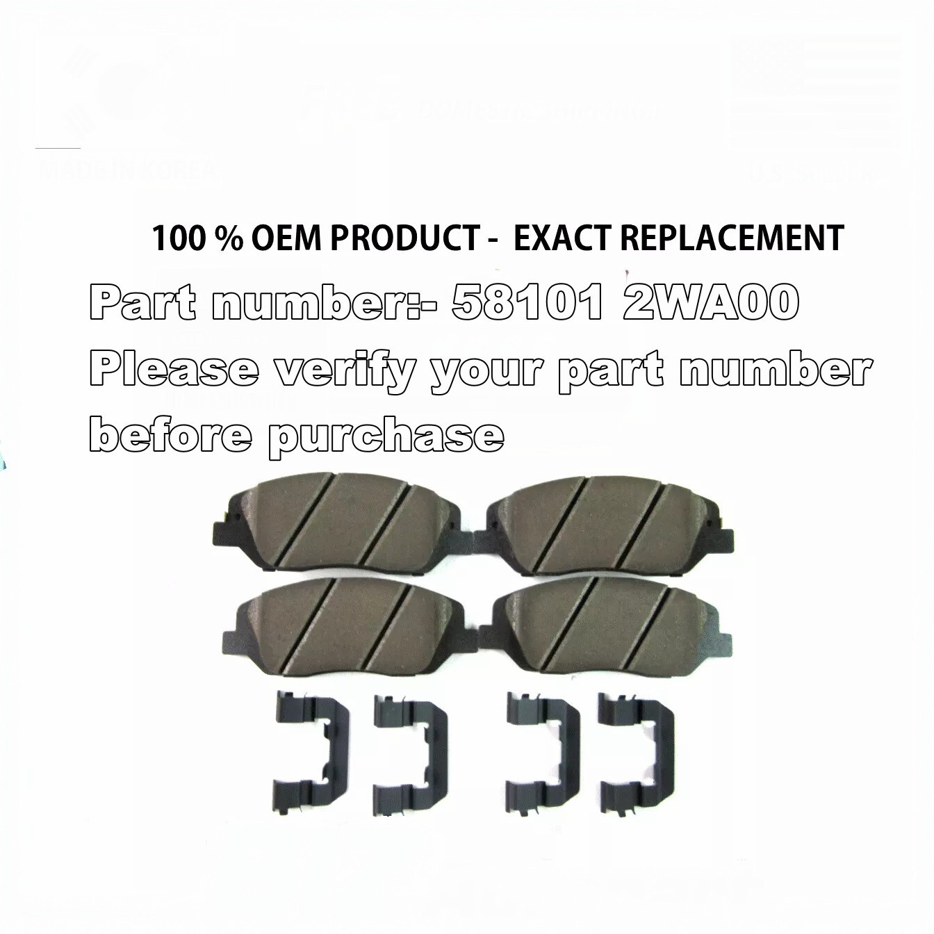 hyundai santa fe 3.3L 13-15 compatible front brake pad kit 58101-2WA00