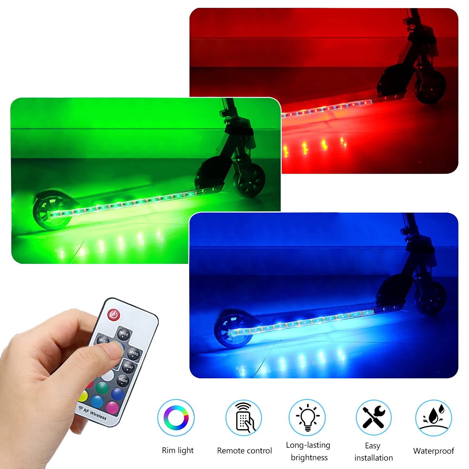 YHGSEE Scooter LED Light, Remote Control Strip Light, Color Change Night Cycl…