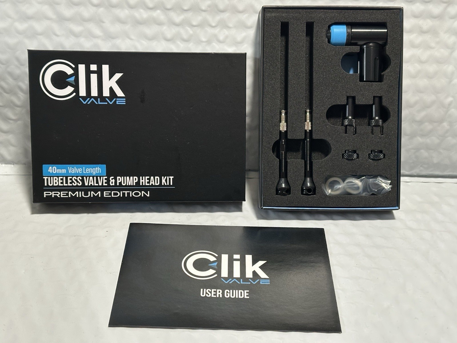 Clik Valve TUBELESS VALVE & PUMP HEAD KIT PREMIUM Edition 40mm Valve Long
