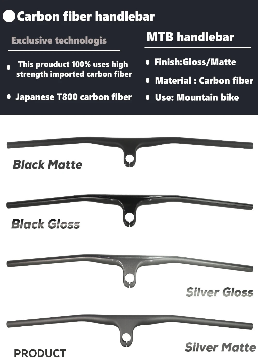 Carbon Integrated DH MTB Crosscountry Bicycle Cockpit Handlebar 28.6×740-800mm
