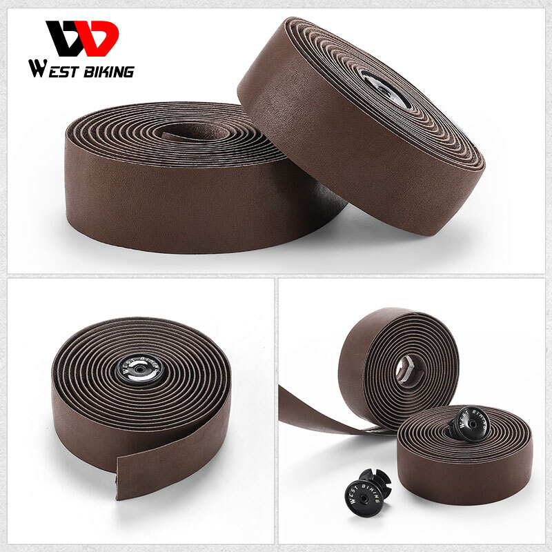 WEST BIKING Genuine Leather Bicycle Handlebar Tape Road Bike Classical Belt