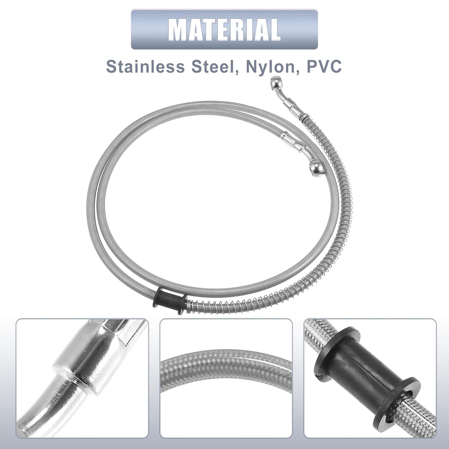 55.12″ Motorcycle Hydraulic Brake Line Oil Hose 10mm ID 12″ Length Brake Pipe