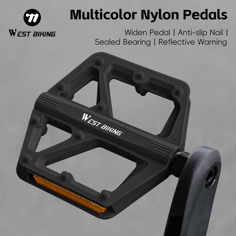 WEST BIKING Nylon Bicycle Pedals DU Sealed Bearing 9/16″ Bike Flat Pedals A Pair