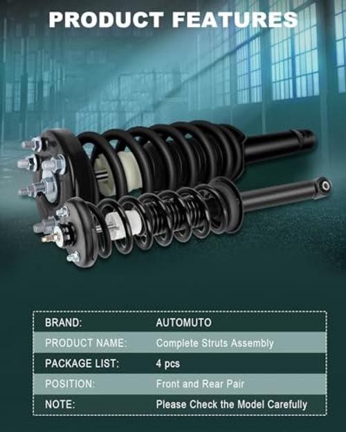 Front and Rear Pair Complete Struts Coil Spring Assembly Shock Absorber