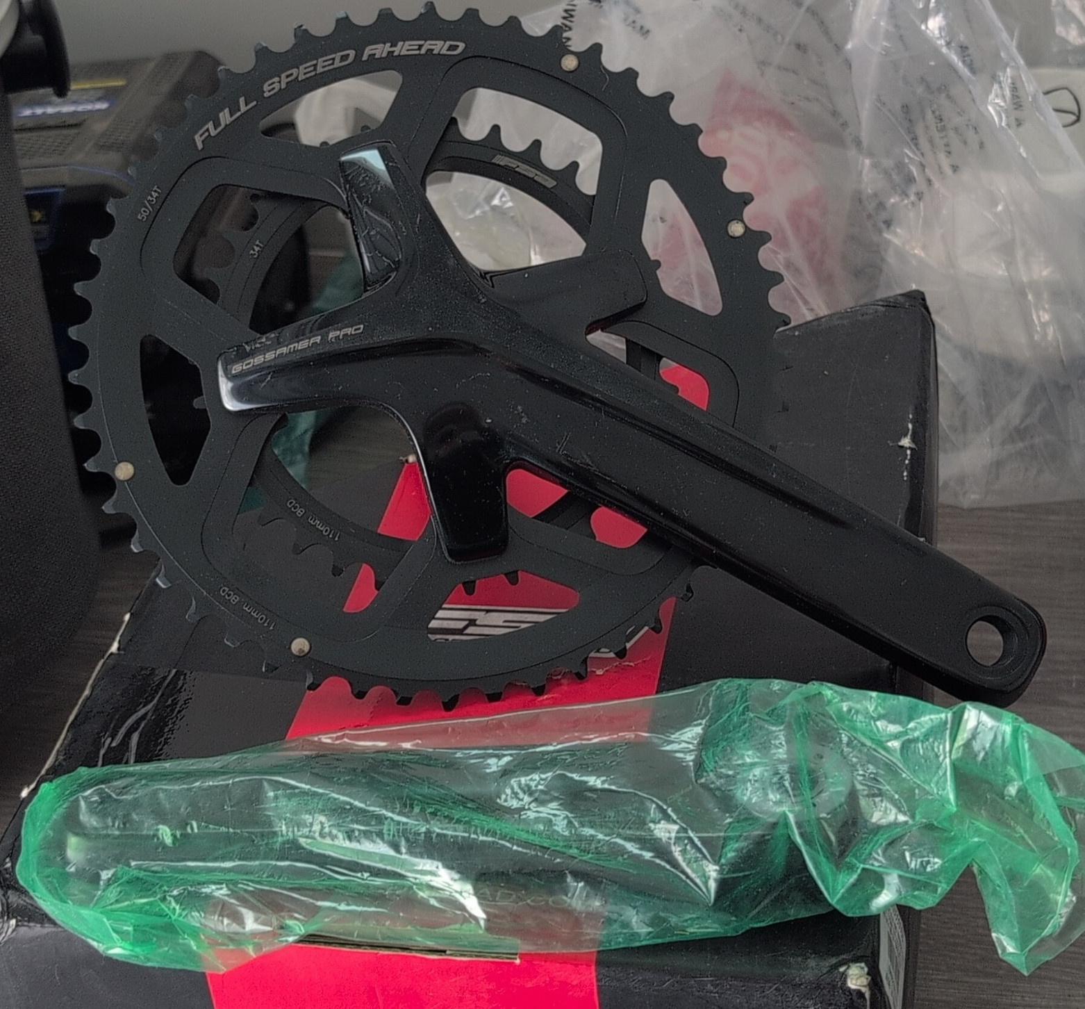 FSA Gossamer Pro ABS BB386EVO Crankset 175mm Double, Black Aluminum