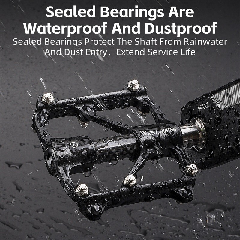 WEST BIKING Aluminum Bike Pedals 3 Bearings Steel Titanuim Axle Bicycle Pedals