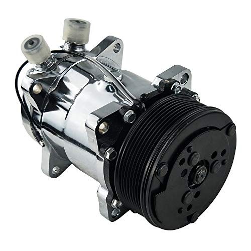 Universal A/C Compressor with PV8 Clutch Sanden 508 5H14 R134A Chromed