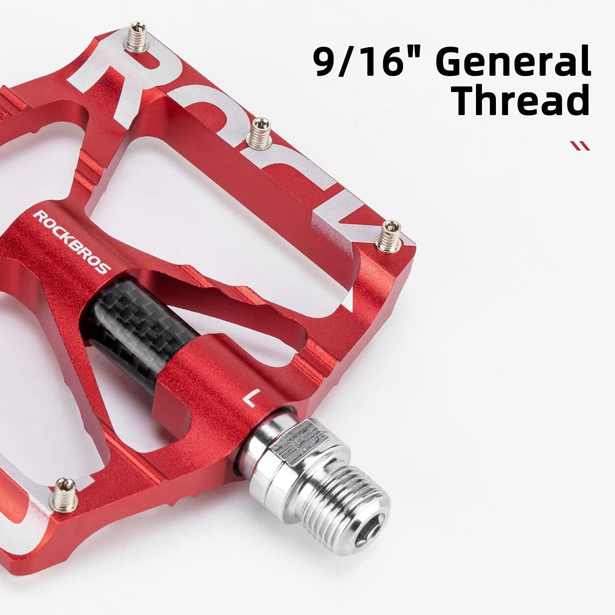 ROCKBROS Bike Pedals 9/16» Anti-Slip Aluminium Alloy Reflective Sealed Bearing