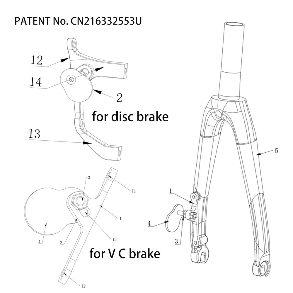 Carbon Fork 16in 349 18in 355 Caliper Disc Brake 100mm 28.6mm for Folding Bike