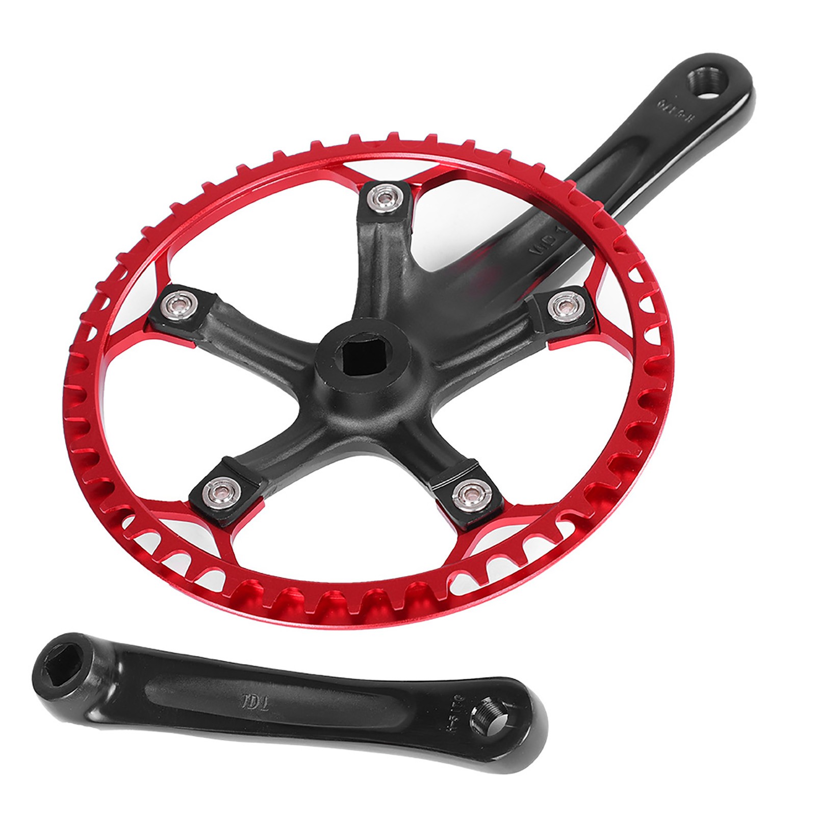 Meijun Bike Crankset 170mm Bicycle Chainwheel Chain Set 45T 47T (black Red