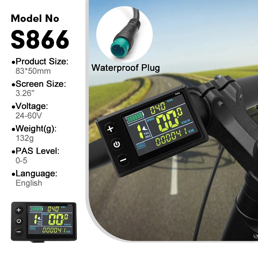E-bike Display 24V 36V 48V 52V 60V 72V E-bike Colour SM/Waterproof Plug Display