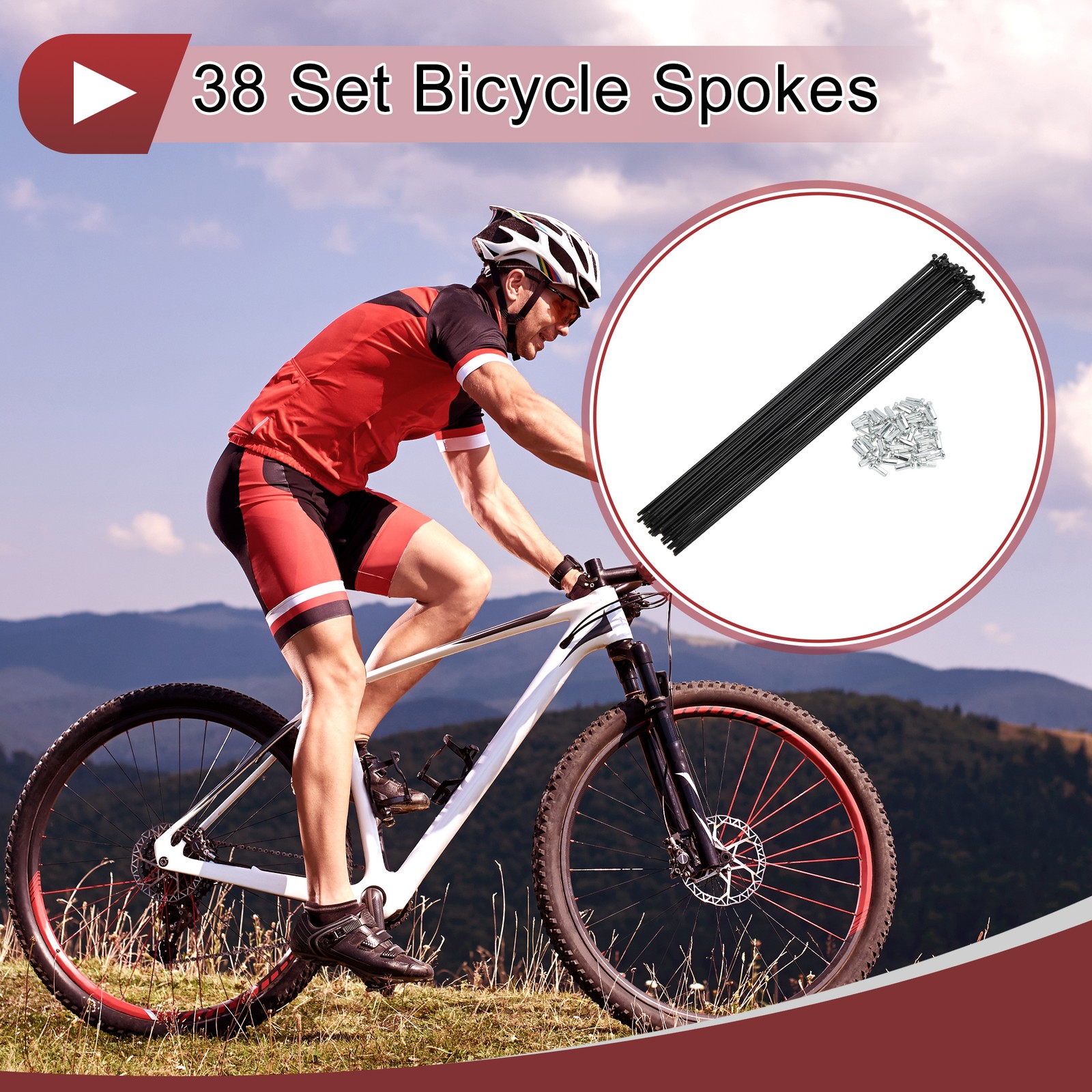 38 Set 14G Bicycle Spoke 275mm Bike Wheel Spoke Carbon Steel Black