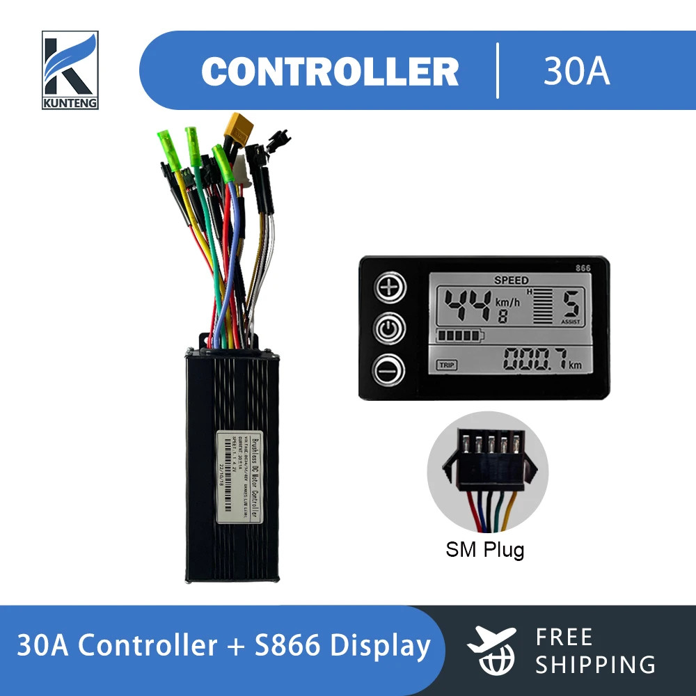 Electric Bike 36V/48V 3 Model Sinewave Controller 17A 26A 30A Display SM/WP Plug
