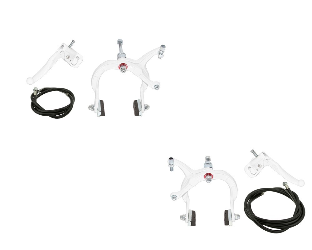 ALTALINE Bicycle Brake BMX FRONT & REAR SET WHITE Alloy Bike Caliper Cable Lever