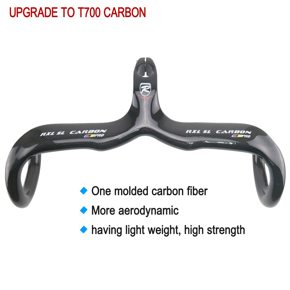 Road Bike Carbon Handlebar Stem Integrated 3K Gloss Bicycle Handlebars