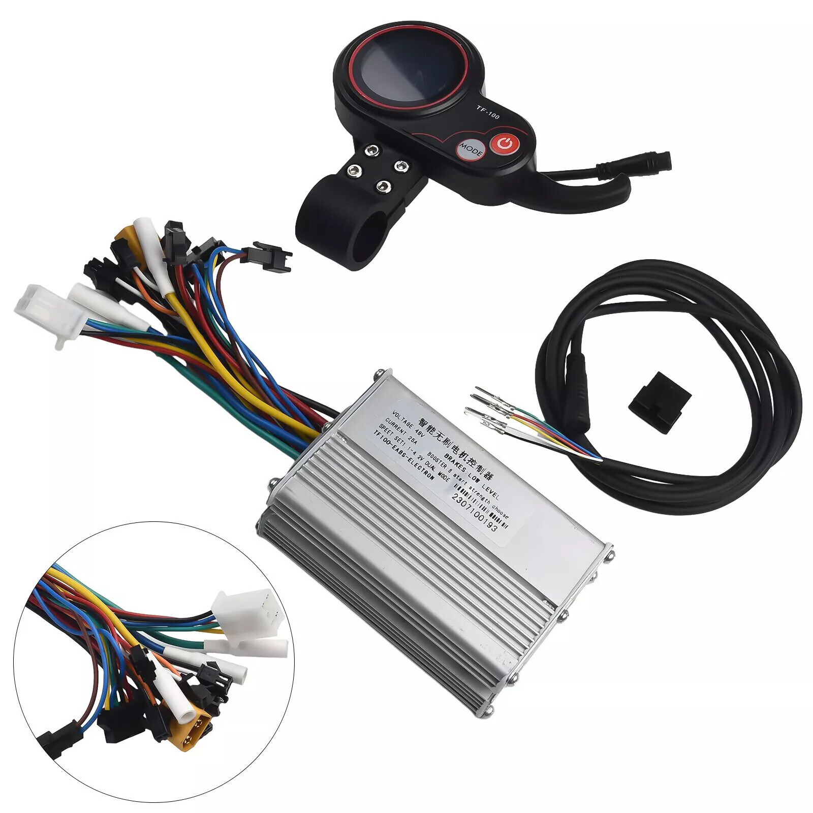 1200W 48V-25A Brushless Motor Controller + LCD Display + 6 Pin Cable For Scooter