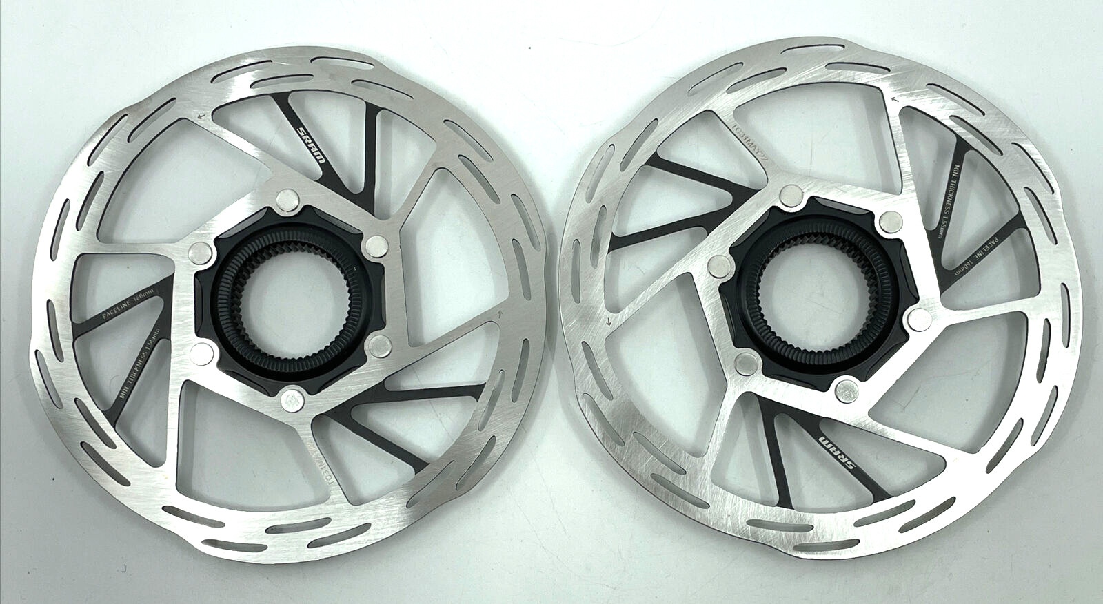 NEW PAIR of 160mm SRAM Paceline Center Lock Disc Brake Rotors NO LOCK RINGS!