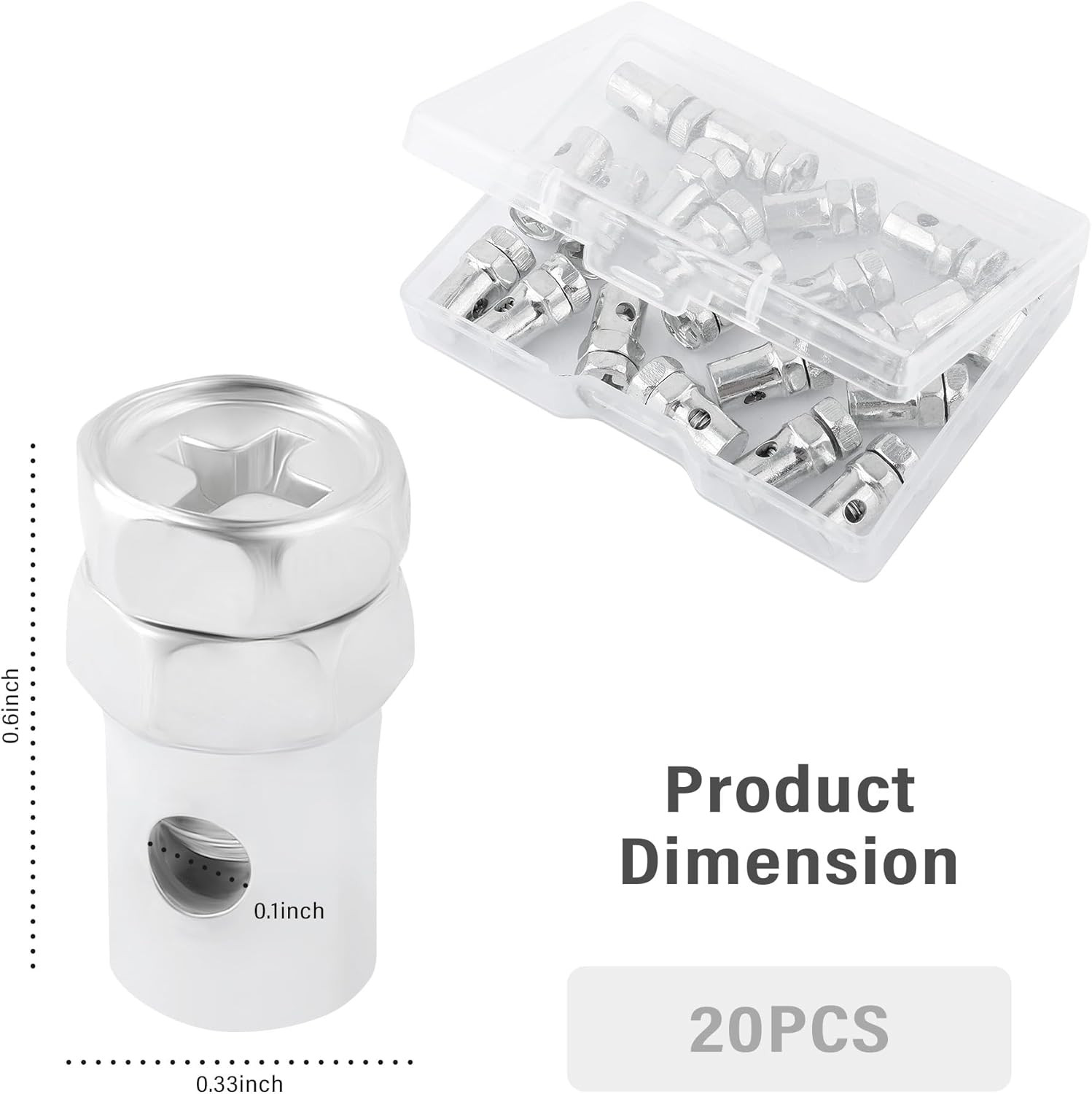 20 Pcs 6Mm Solderless Cable Nipples for Throttle & Brake Cable Ends