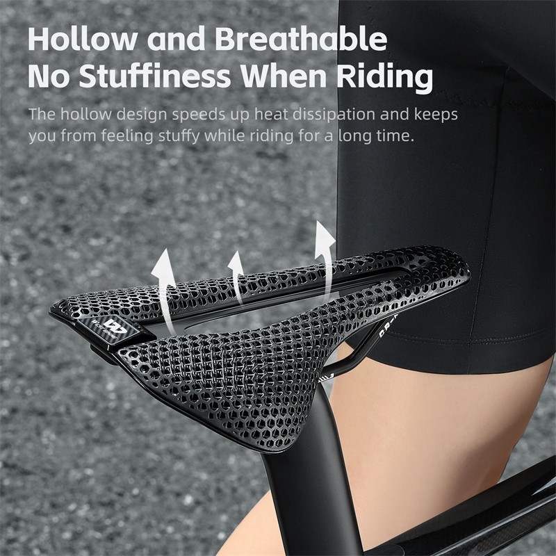 WEST BIKING 3D Printed Nylon Bicycle Saddle Cr-Mo Steel Bow Bike Seat Cushion