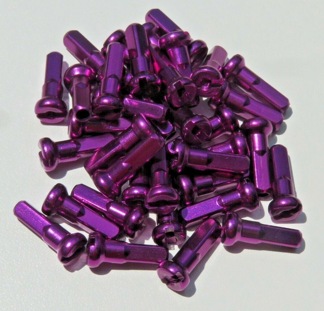 14mm PURPLE Alloy Aluminum spoke nipple 14g (2.0mm) Custom amounts