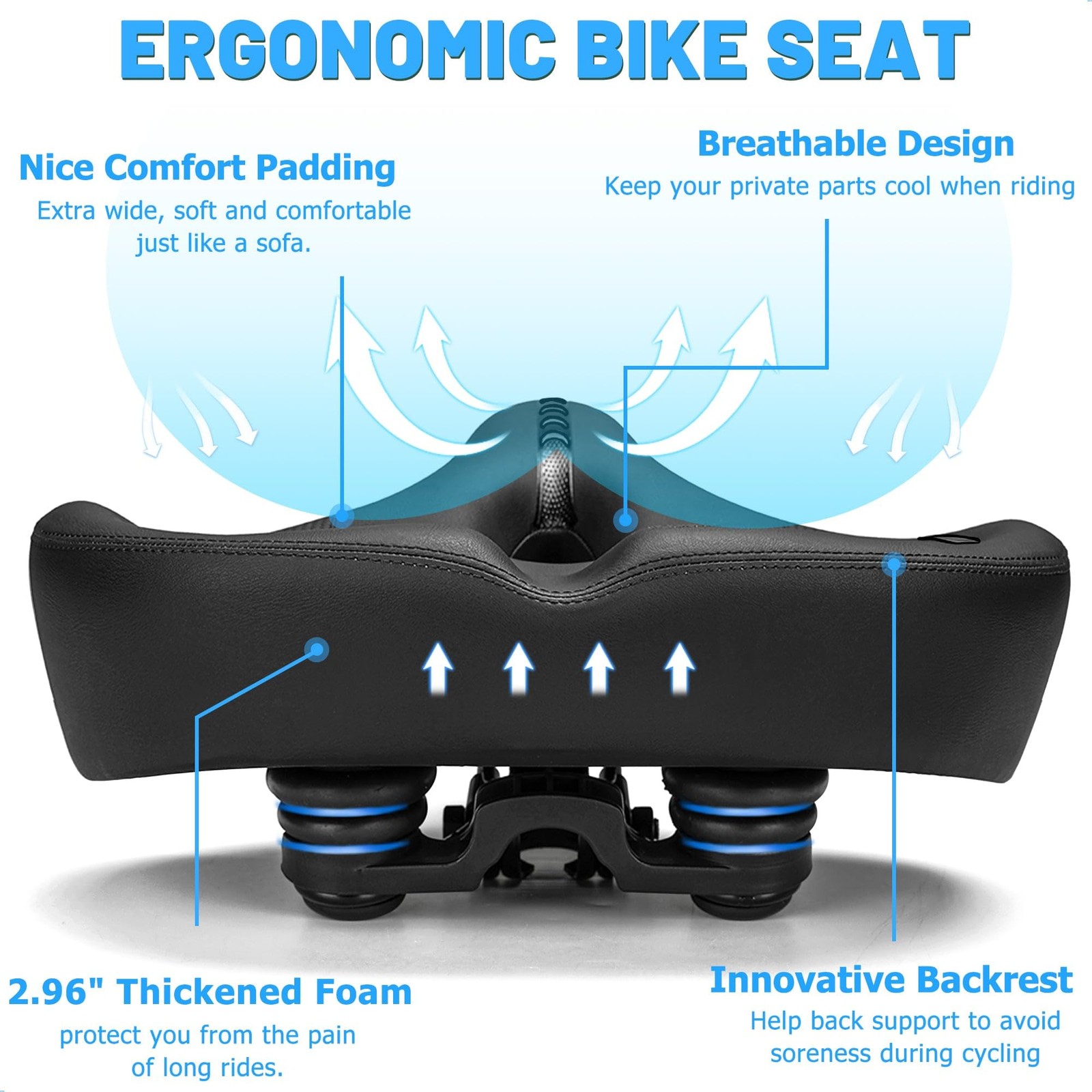 Asiento De Bicicleta Extra Ancho Para Ciclismo Estacionario Y Ciudad Pro