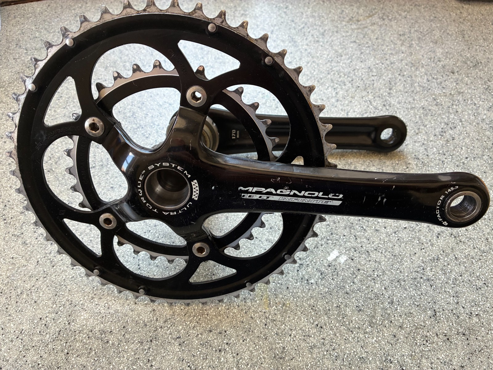 campagnolo veloce crankset 170mm crankarms 50-34 ultra torque w/ bb