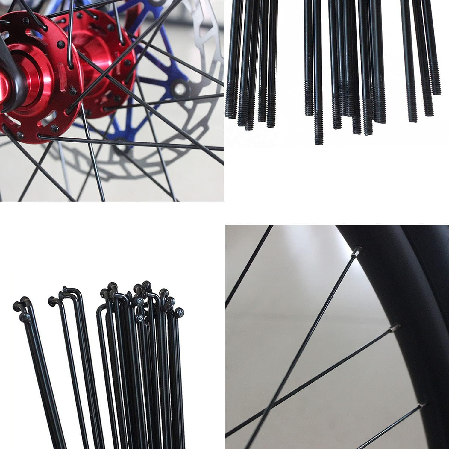 12pcs Black 304 Stainless Steel Spokes and Nipples 260mm Mountain Bike/Road Bike