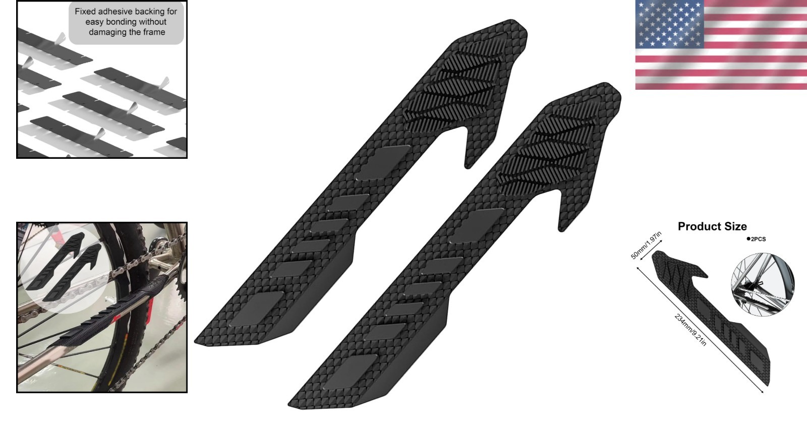 Bike Frame Protection Pad – 2 x Silicone Chainstay Guards with Strong Adhesion
