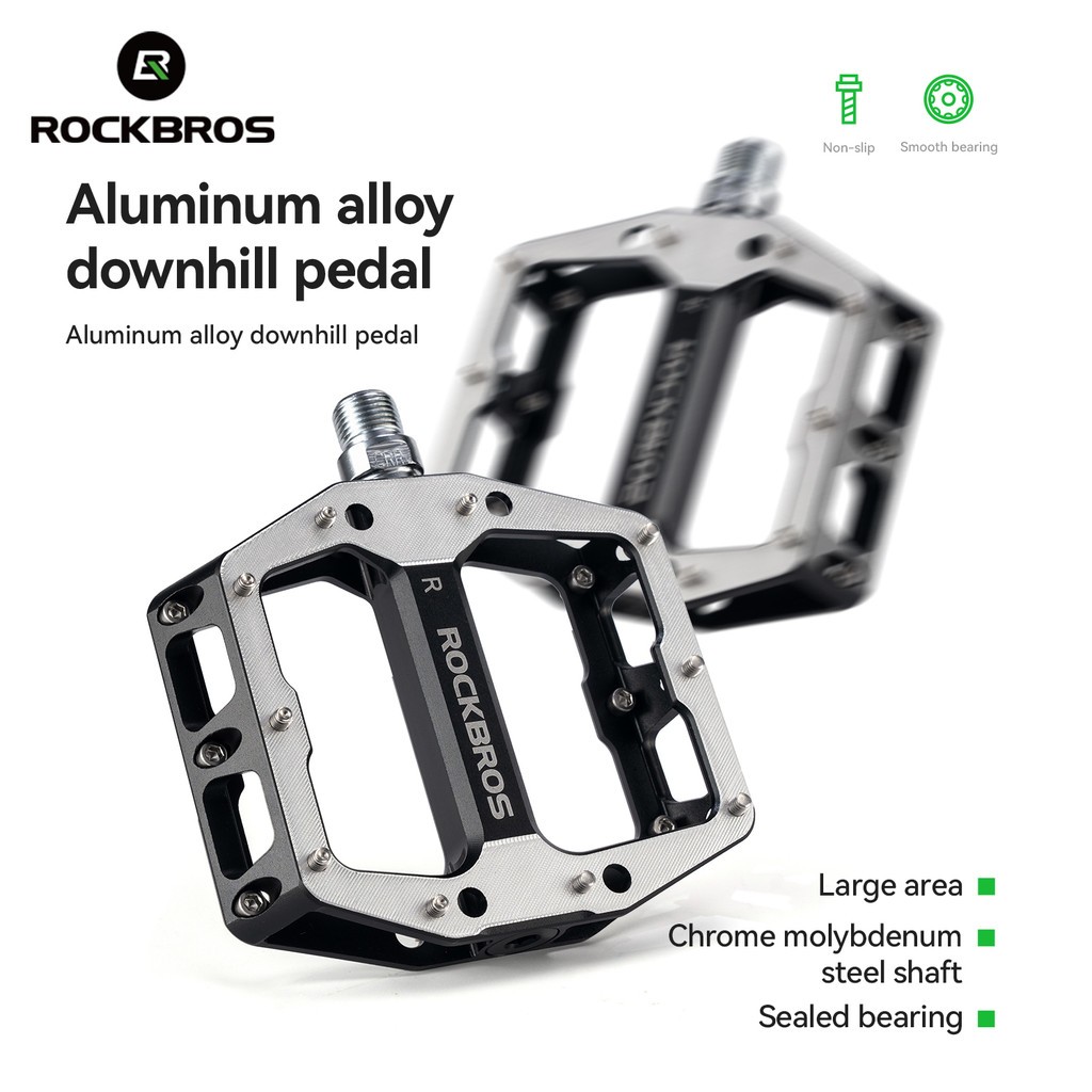 ROCKBROS Mountain Road Bike Pedals Wide Flat Aluminum Alloy Pedal Non-Slip 9/16″