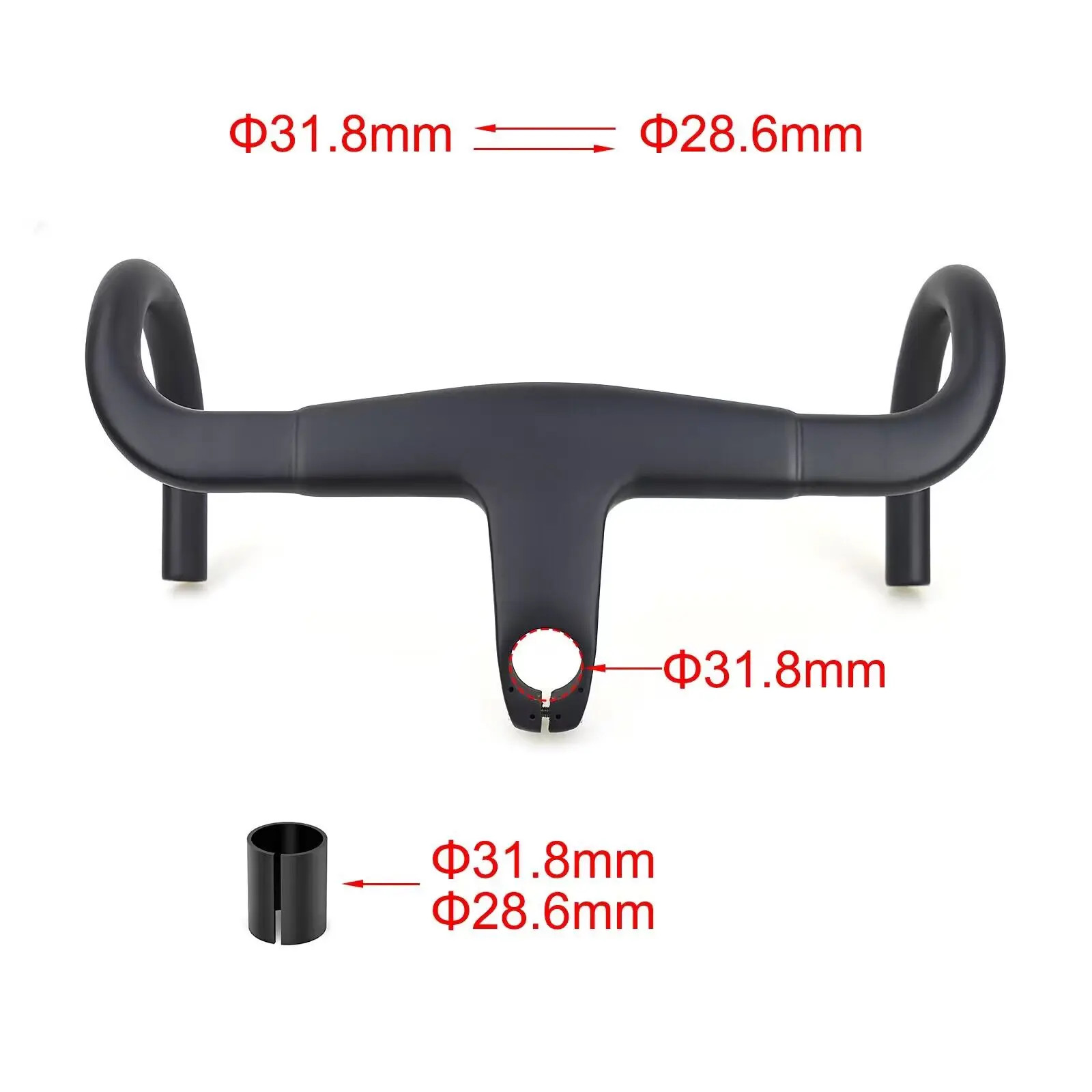 390-430mm Width Road Bike Carbon Integrated Handlebar 28.6mm 31.8mm Frame Fork