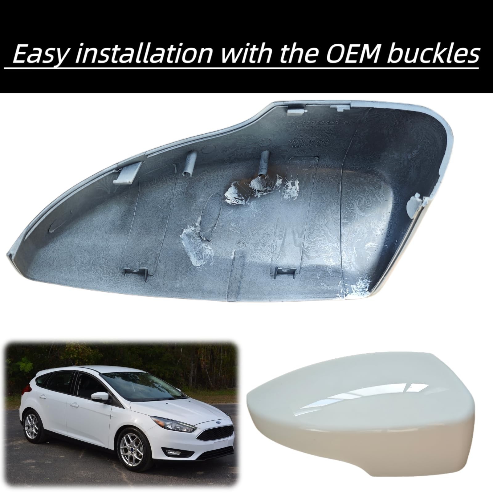 Premium Oxford White ABS Rearview Mirror Caps with Clips – Direct Replacement…