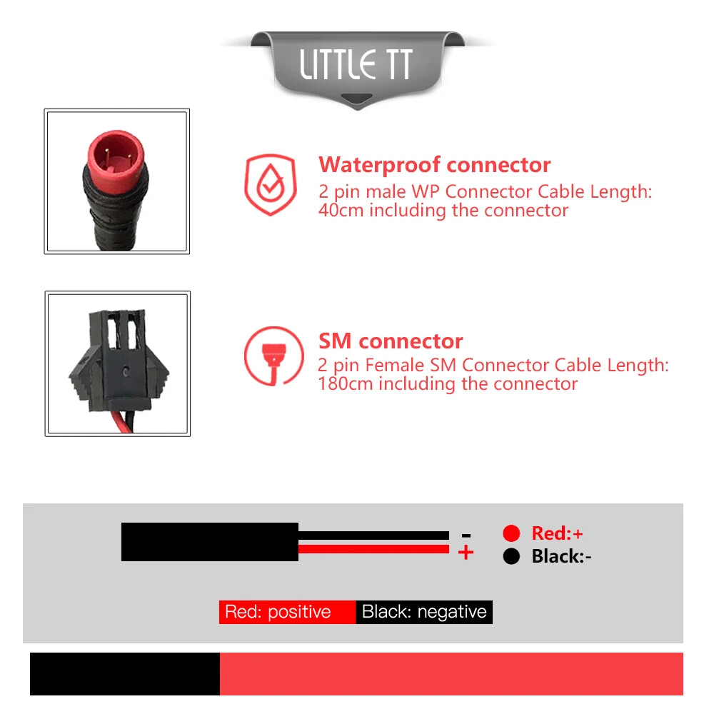 E-bike LED Headlight and E-Bike Rear Light 12V 24V 36V 48V 60V for Electric Bike
