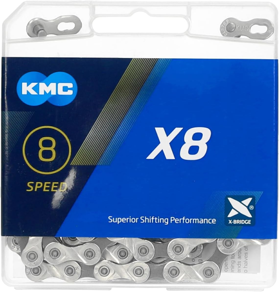 KMC X8 8-Speed bicycle Chain Silver /Black 114/116link