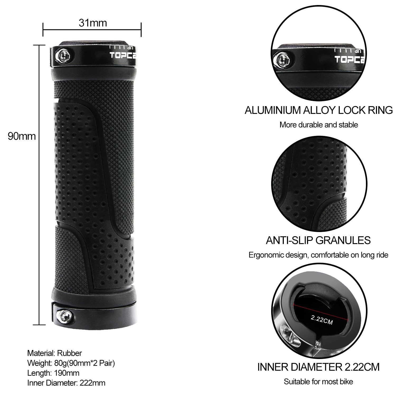 Bike Handlebar Grips,Short Mini Bicycle Handlebar Grips TwoColor Rubber Bike …