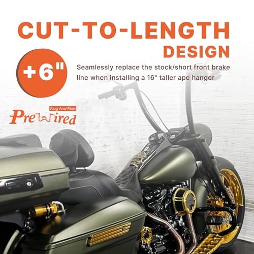 Front Brake Line 16″ Handlebars Extension Brake Cable NO ABS for Harley 2014