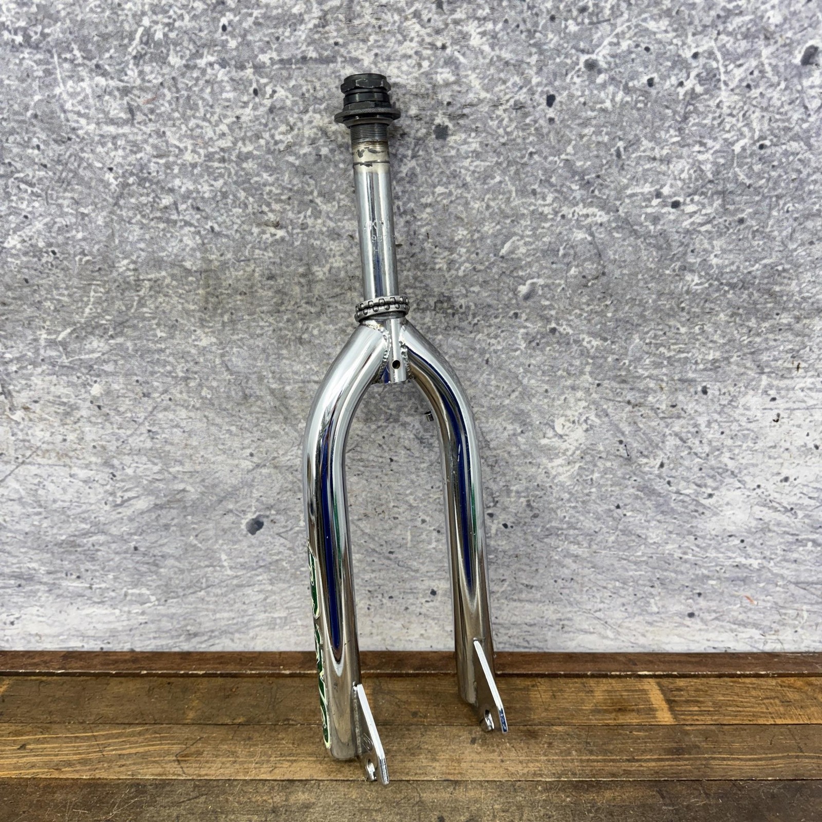 Vintage Akisu Dyno BMX Fork 20in 1 In Threaded Chrome Green 1997 Old School OG