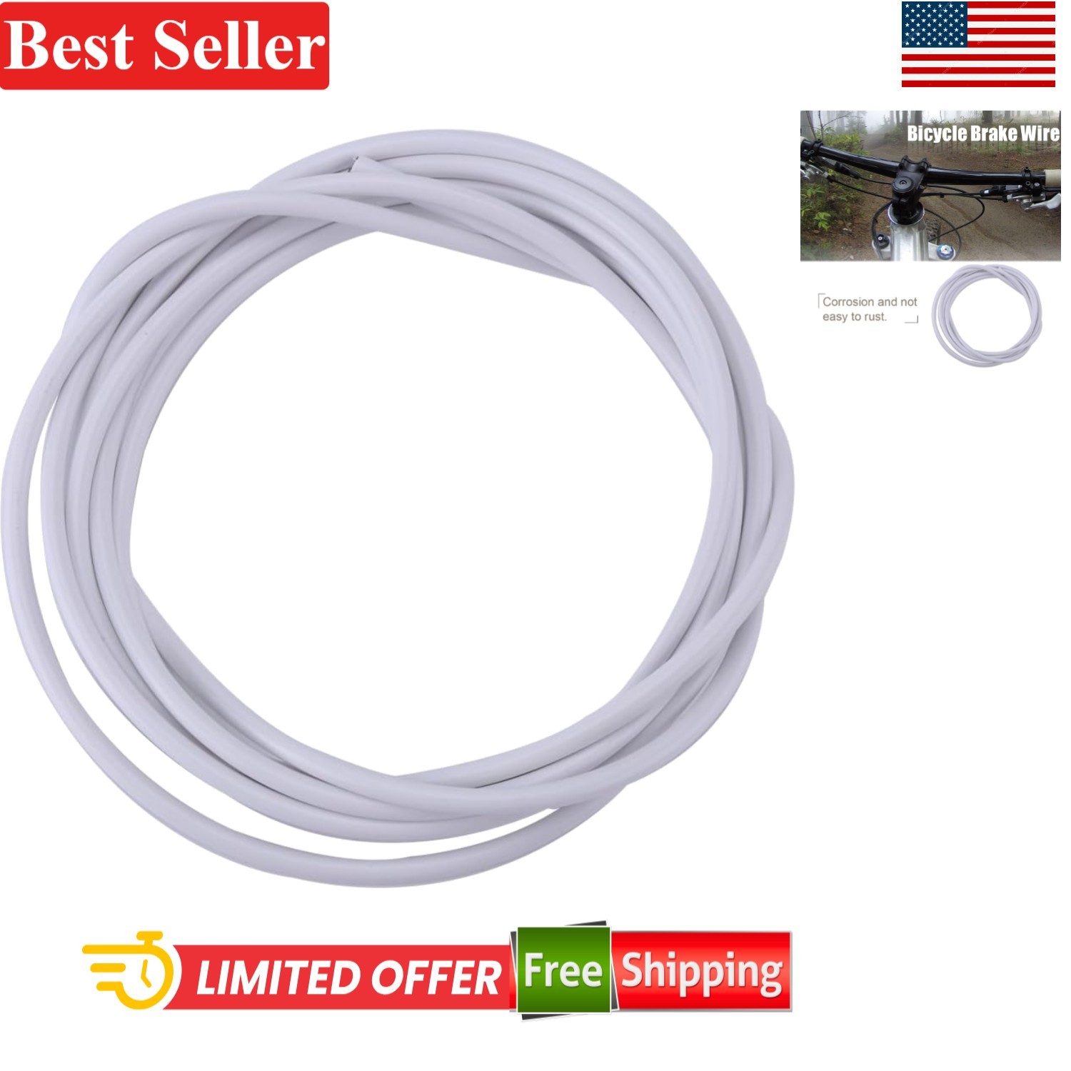 Durable White Bike Brake Cable Housing – 3 Meters for Road & Mountain Bikes