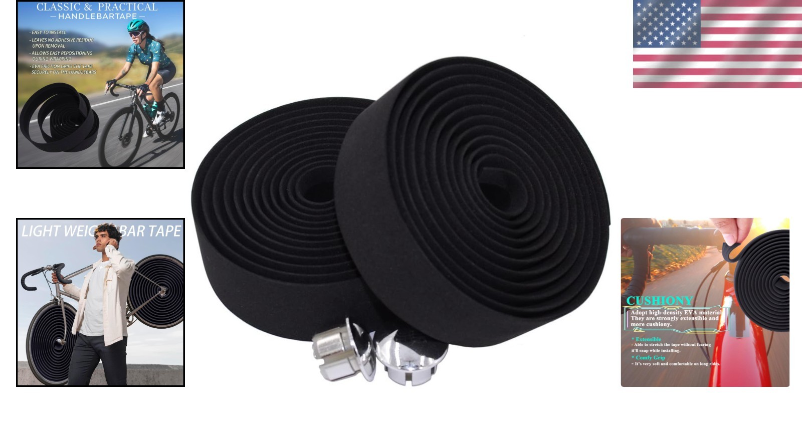 2PCS EVA Road Bike Bar Tape – Water-Resistant, Anti-Slip, Shock-Absorbing Design