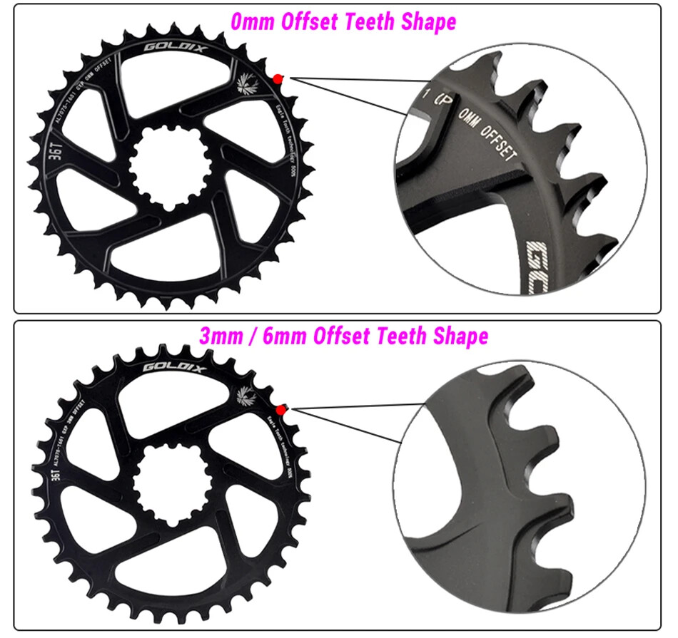 MTB Bike Chainring Chainwheel 0mm 3mm 6mm Offset 30T 38T SRAM 3Bolt Direct Mount