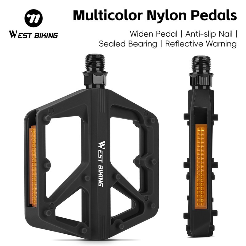 WEST BIKING Nylon Bicycle Pedals DU Sealed Bearing 9/16″ Bike Flat Pedals A Pair