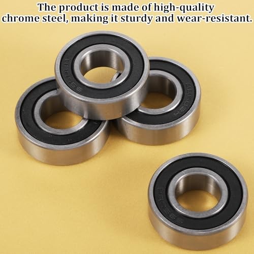 4 PCS Bearings 5/8″ ID x 1-3/8″ OD x 0.433″ Thick Double Rubber Seals and Pre