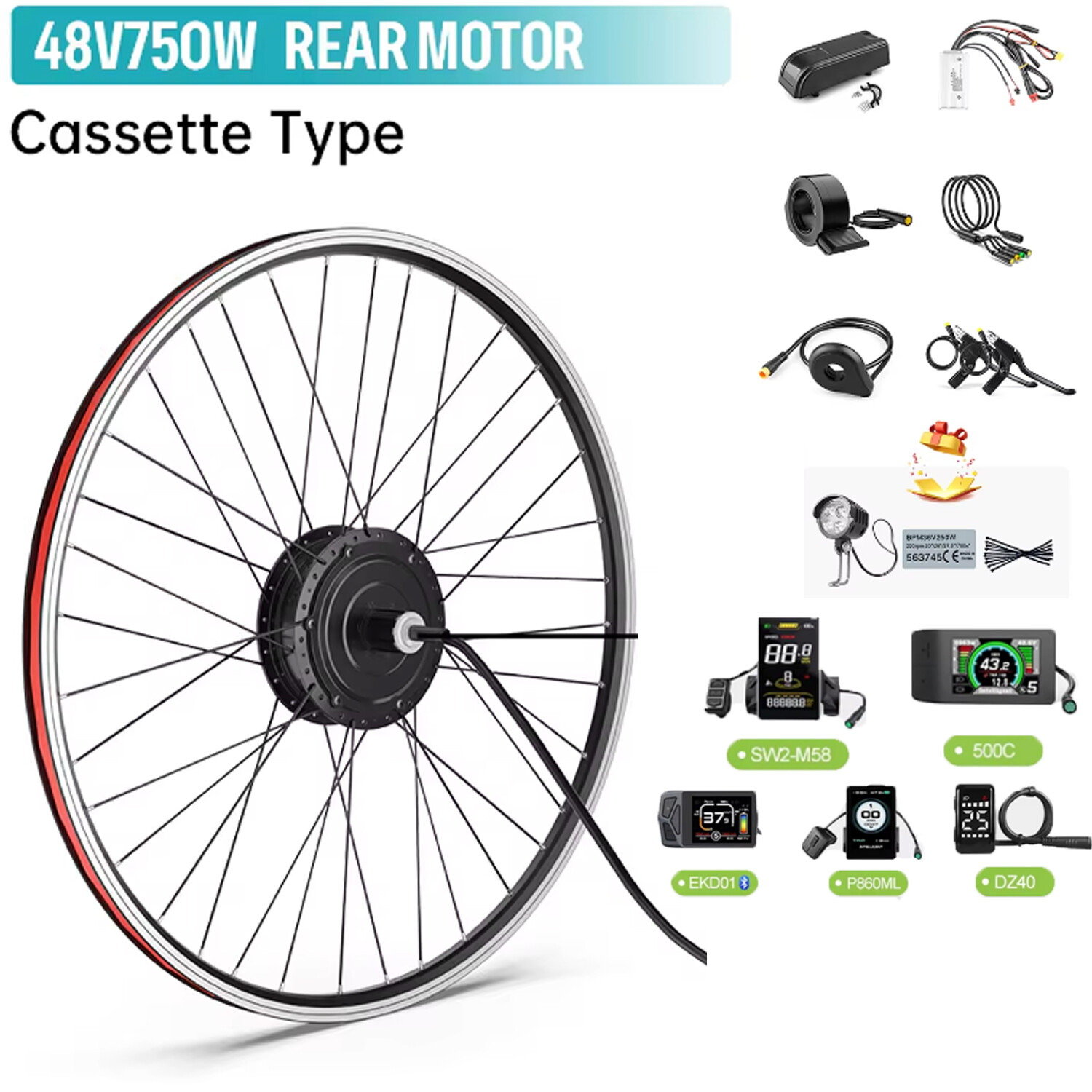 Bafang 48V 750W Rear Hub Motor Electric Bicycle Conversion Kit 26in 27.5in 700C