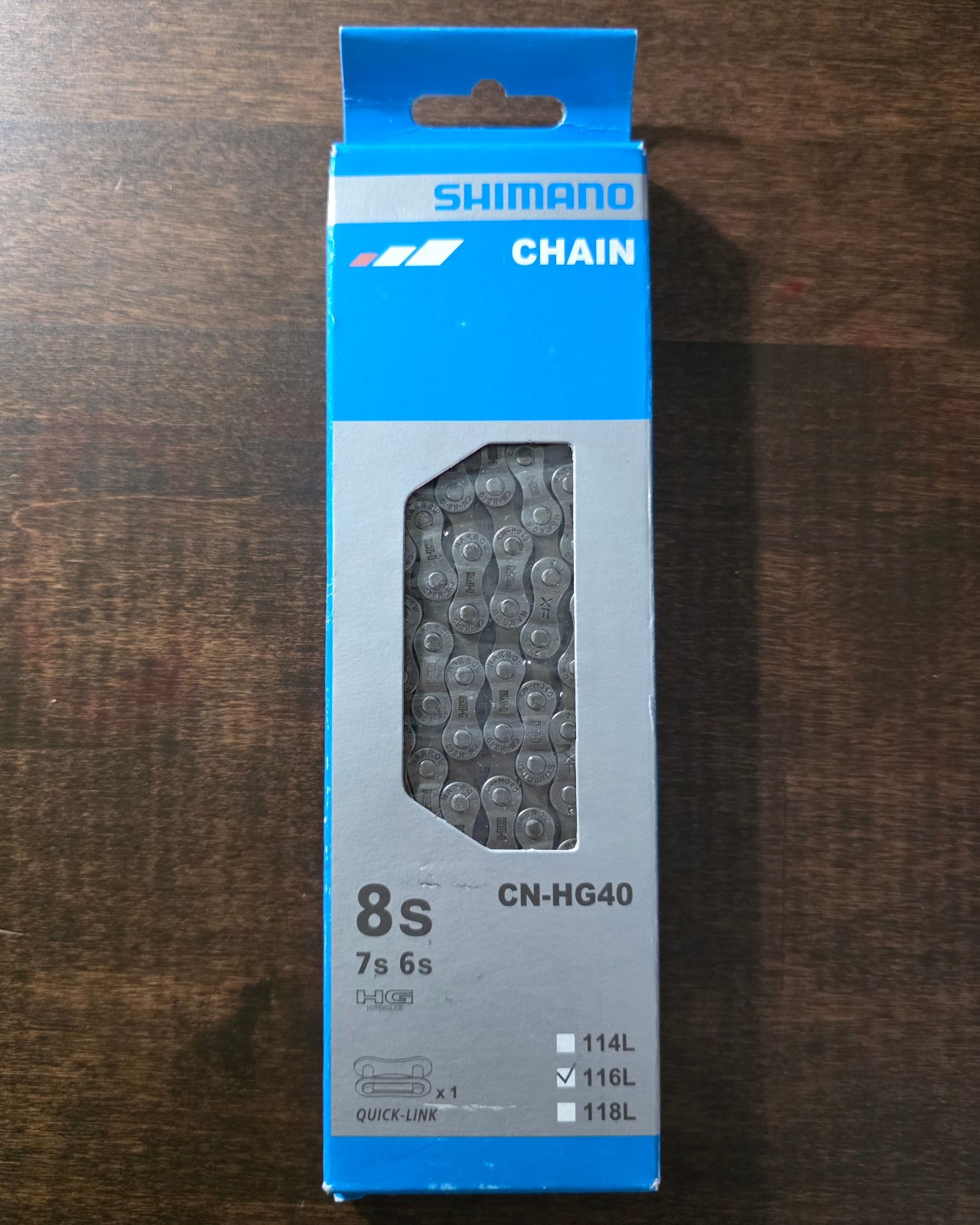 Shimano CN-HG40 Tourney Chain – Gray (6,7,8-Speed 116 Links) w/ quick link