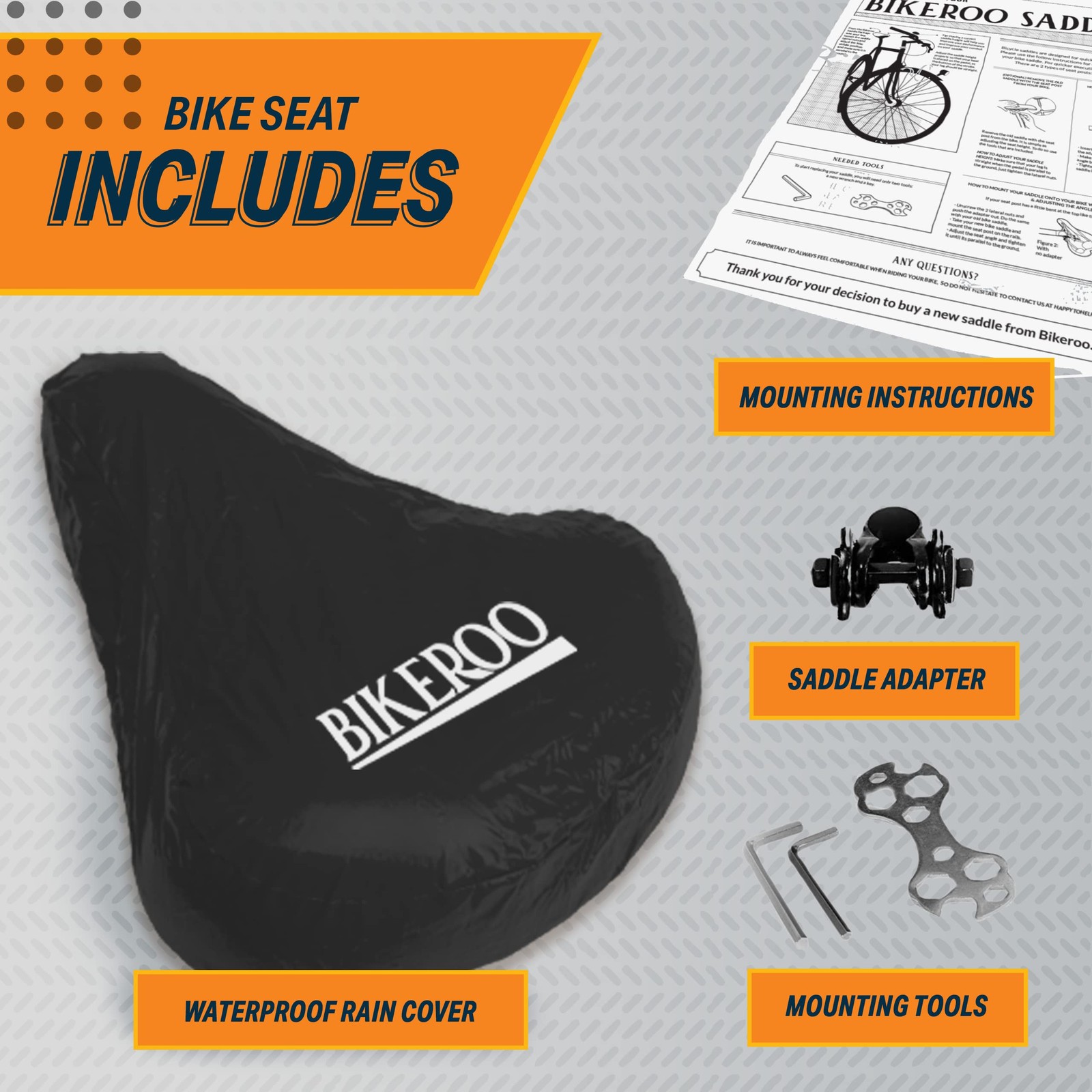 Bikeroo Extra Wide Bike Seat Comfortable Replacement Saddle for All Riders