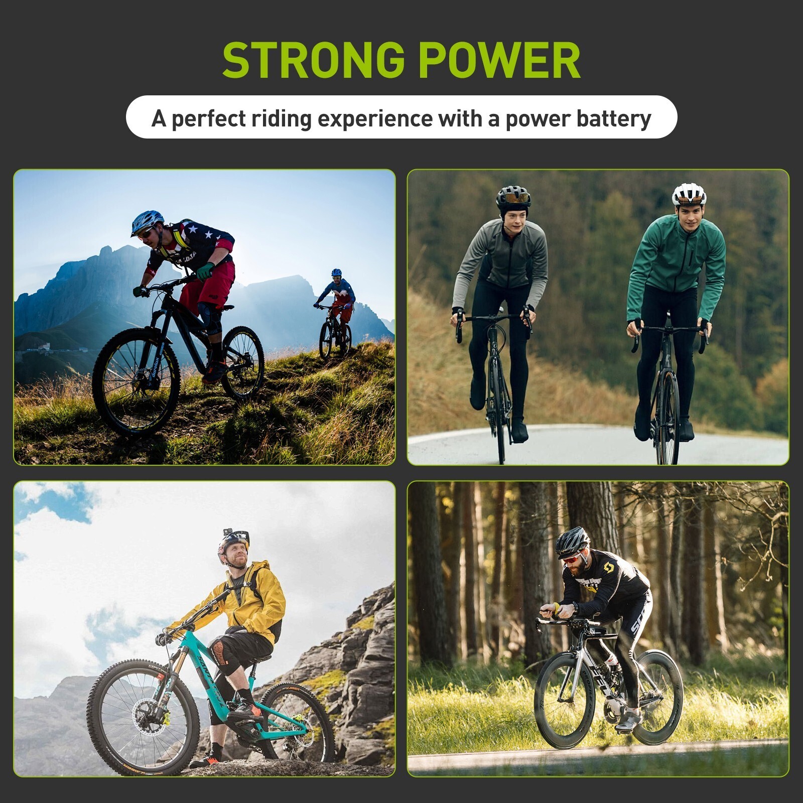 Ebike Battery 52V 48V 36V 10Ah 15Ah 20Ah 200W-2000W Battery Black