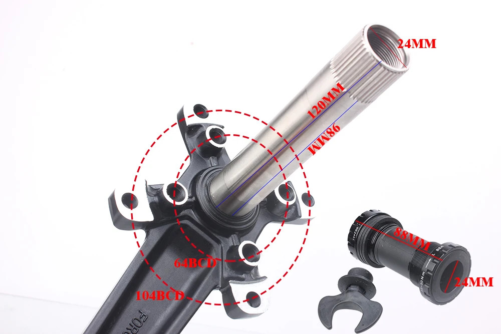 MTB Bicycle Crankset 104BCD Crank 170mm 175mm Integrated Cranks Chainring