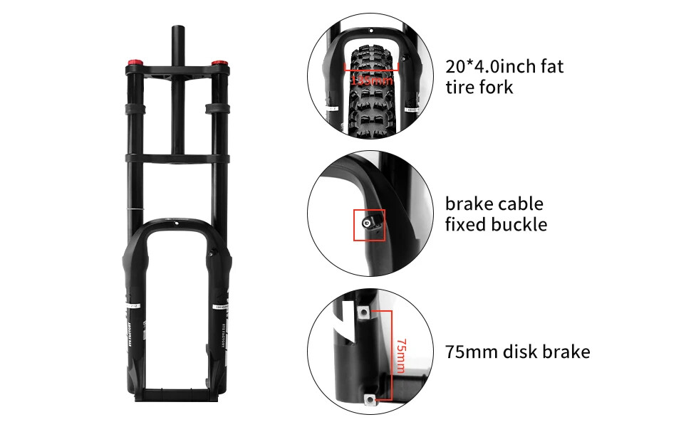 26″/20″*4.0 MTB/AM Bike Air Double Shoulder Rappelling Shock Absorber Fork