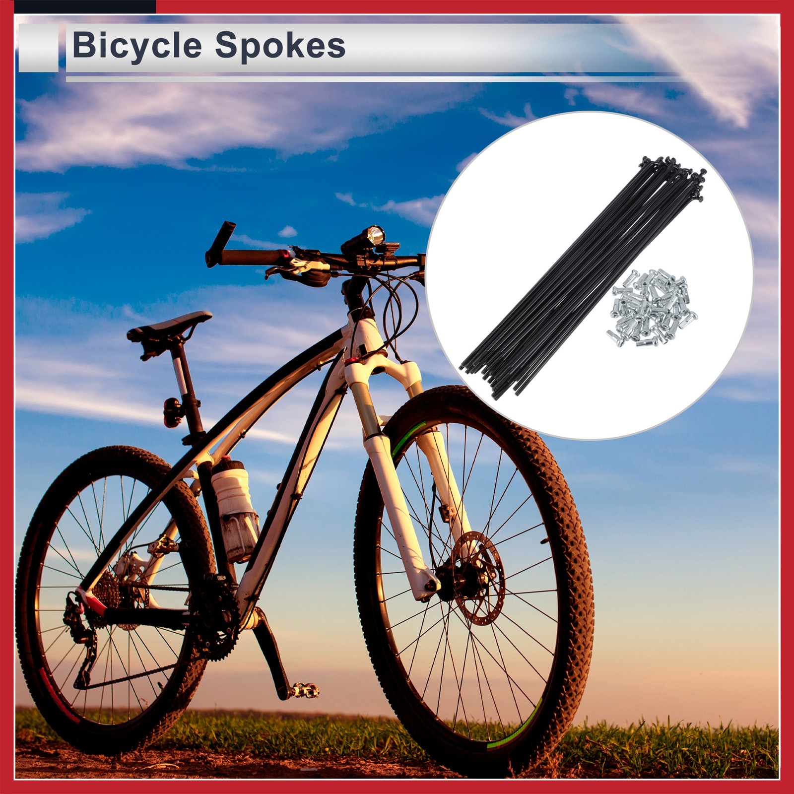 1Set 13G 185mm Length Bicycle Spokes Nipple 45 Steel Black Universal